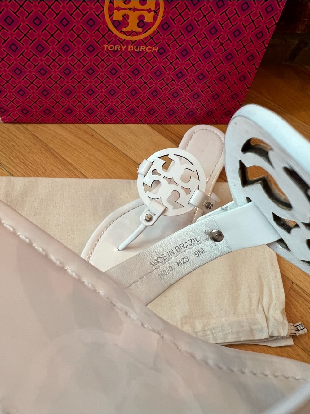 Tory Burch Bright White Patent Leather Miller Sandals - Picture 6 of 10
